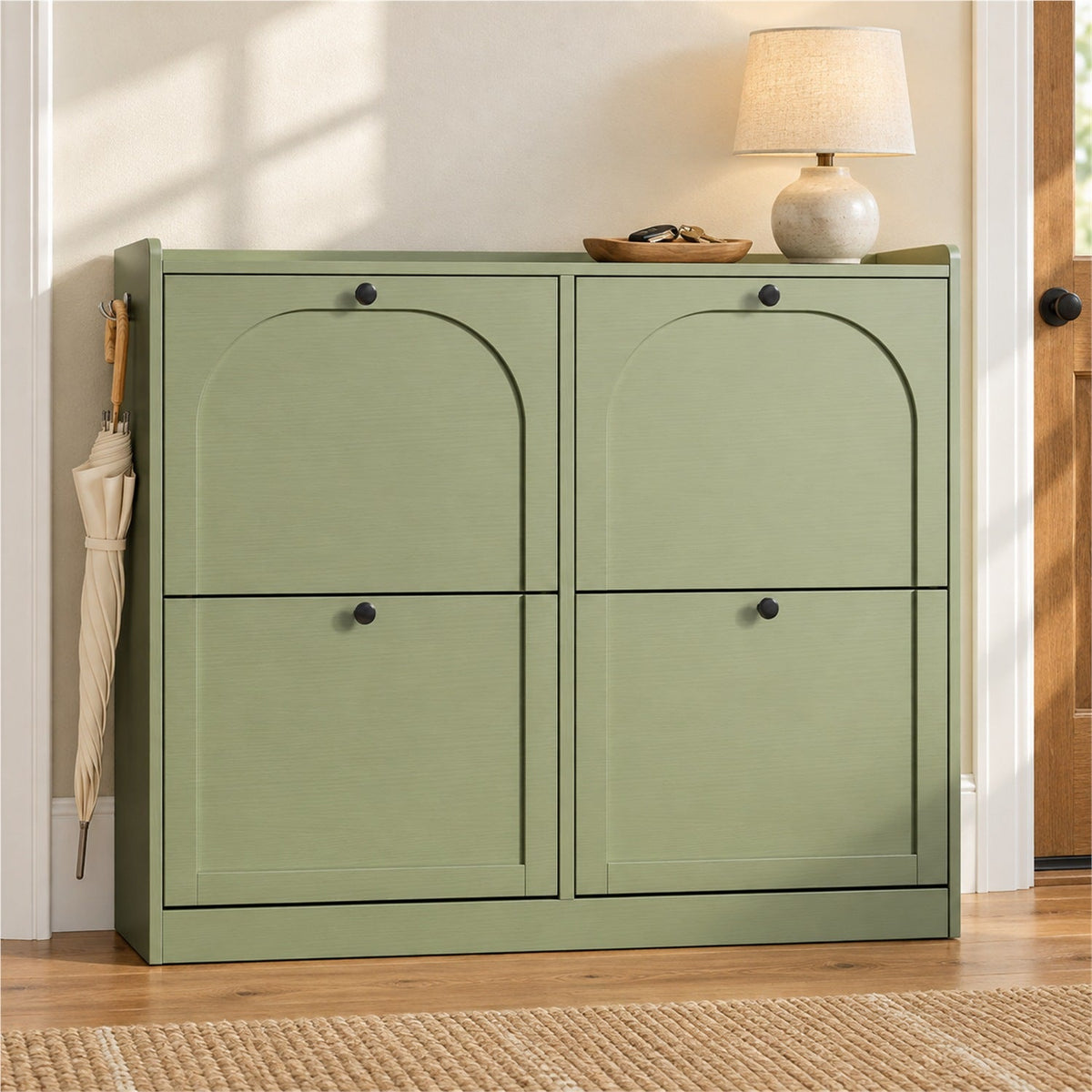 Narrow Shoe Cabinet with 4 Flip Drawers, 16-24 Pairs