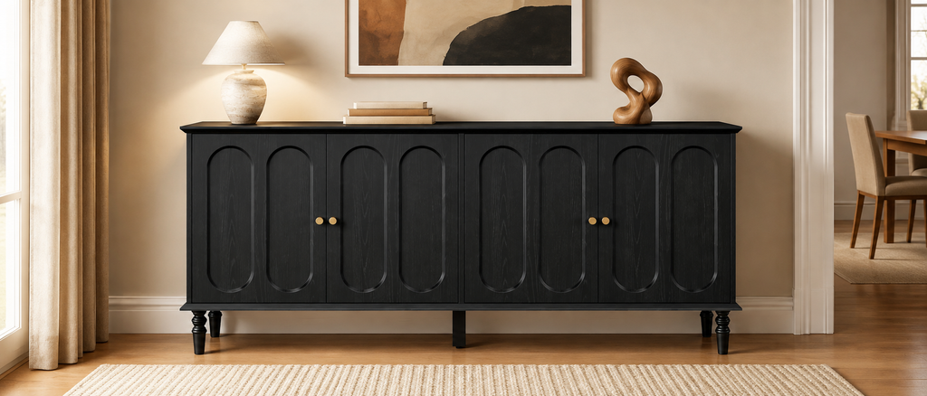 63 Inch Buffet Cabinet with Arched Doors