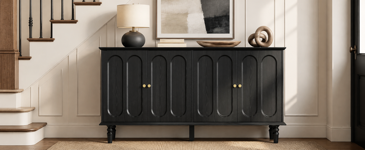63 Inch Buffet Cabinet with Arched Doors
