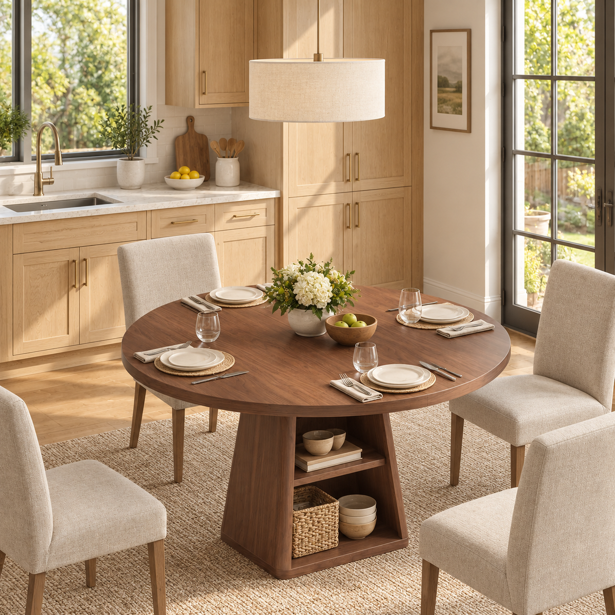 43-59 Inch Extendable Oval Dining Table with Storage