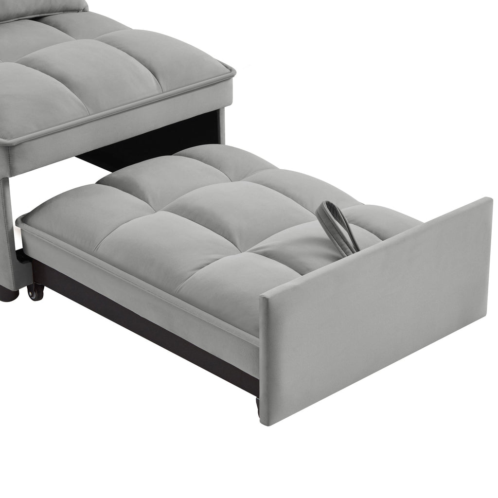 4-in-1 Single Sofa Bed with Storage Pockets, Gray