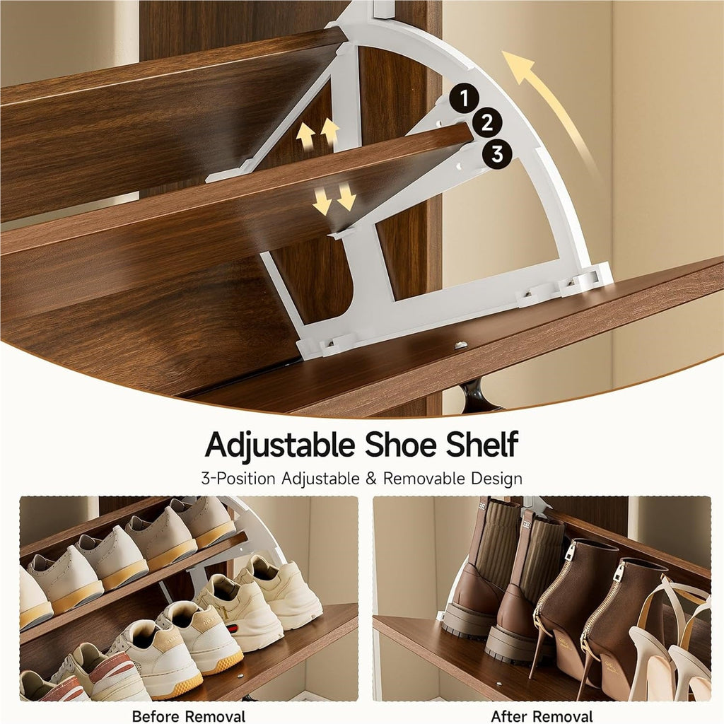 Narrow Shoe Cabinet with 4 Flip Drawers, 16-24 Pairs