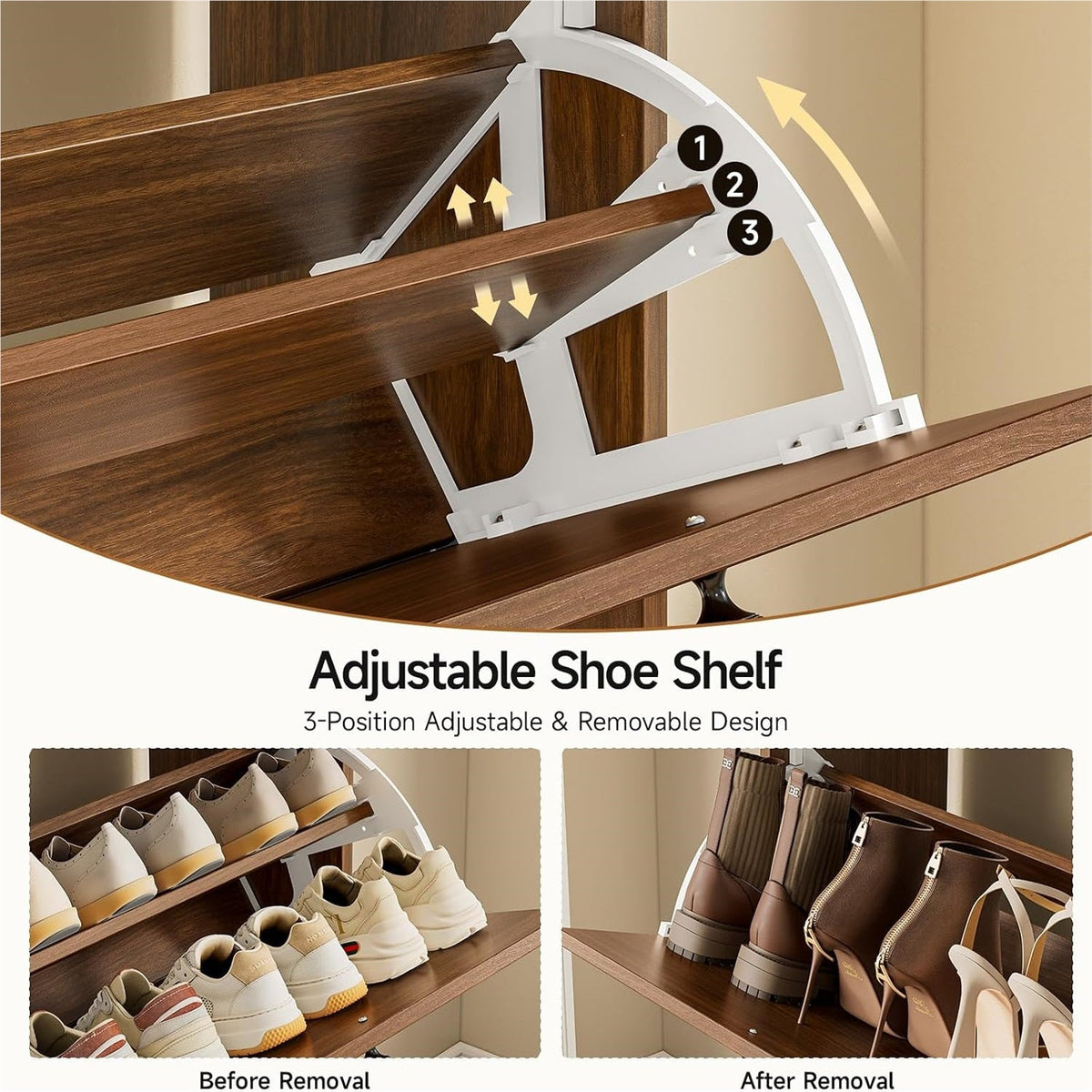 Narrow Shoe Cabinet with 4 Flip Drawers, 16-24 Pairs