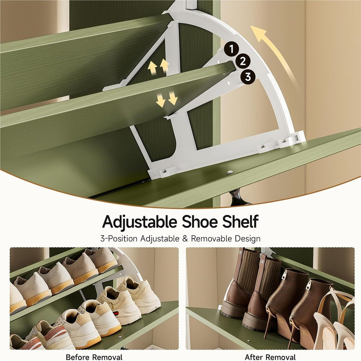 Narrow Shoe Cabinet with 4 Flip Drawers, 16-24 Pairs