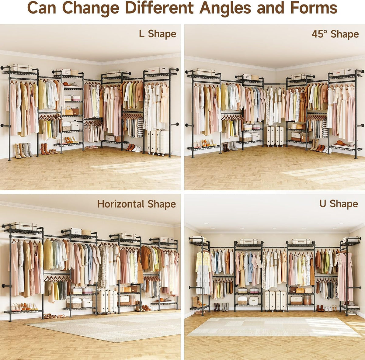 Wall-Mounted Heavy-Duty Closet System, 9 Rods