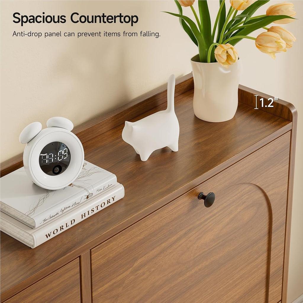 Narrow Shoe Cabinet with 4 Flip Drawers, 16-24 Pairs