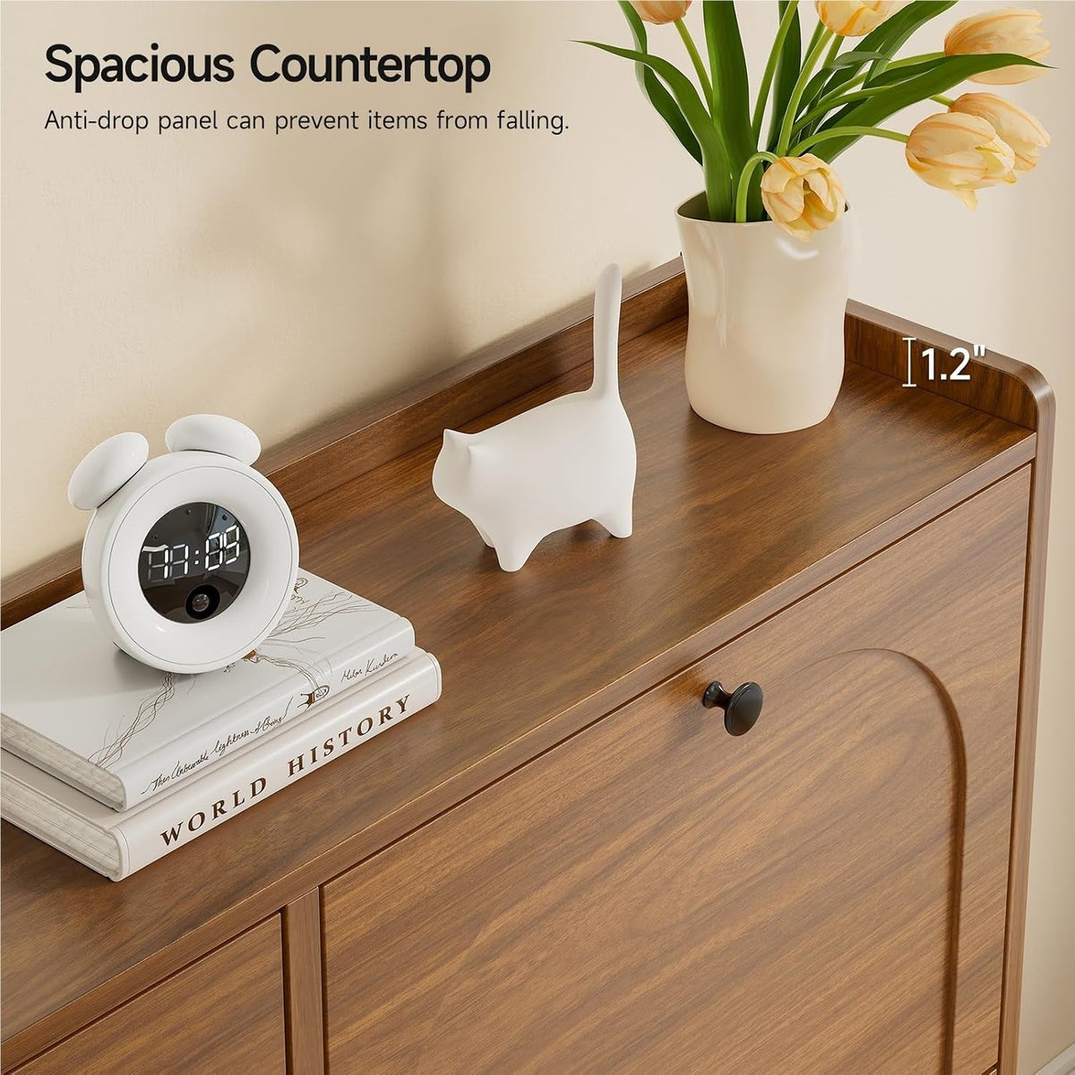 Narrow Shoe Cabinet with 4 Flip Drawers, 16-24 Pairs