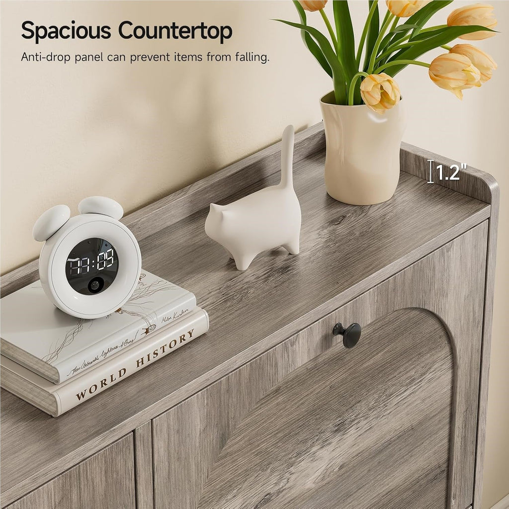 Narrow Shoe Cabinet with 4 Flip Drawers, 16-24 Pairs