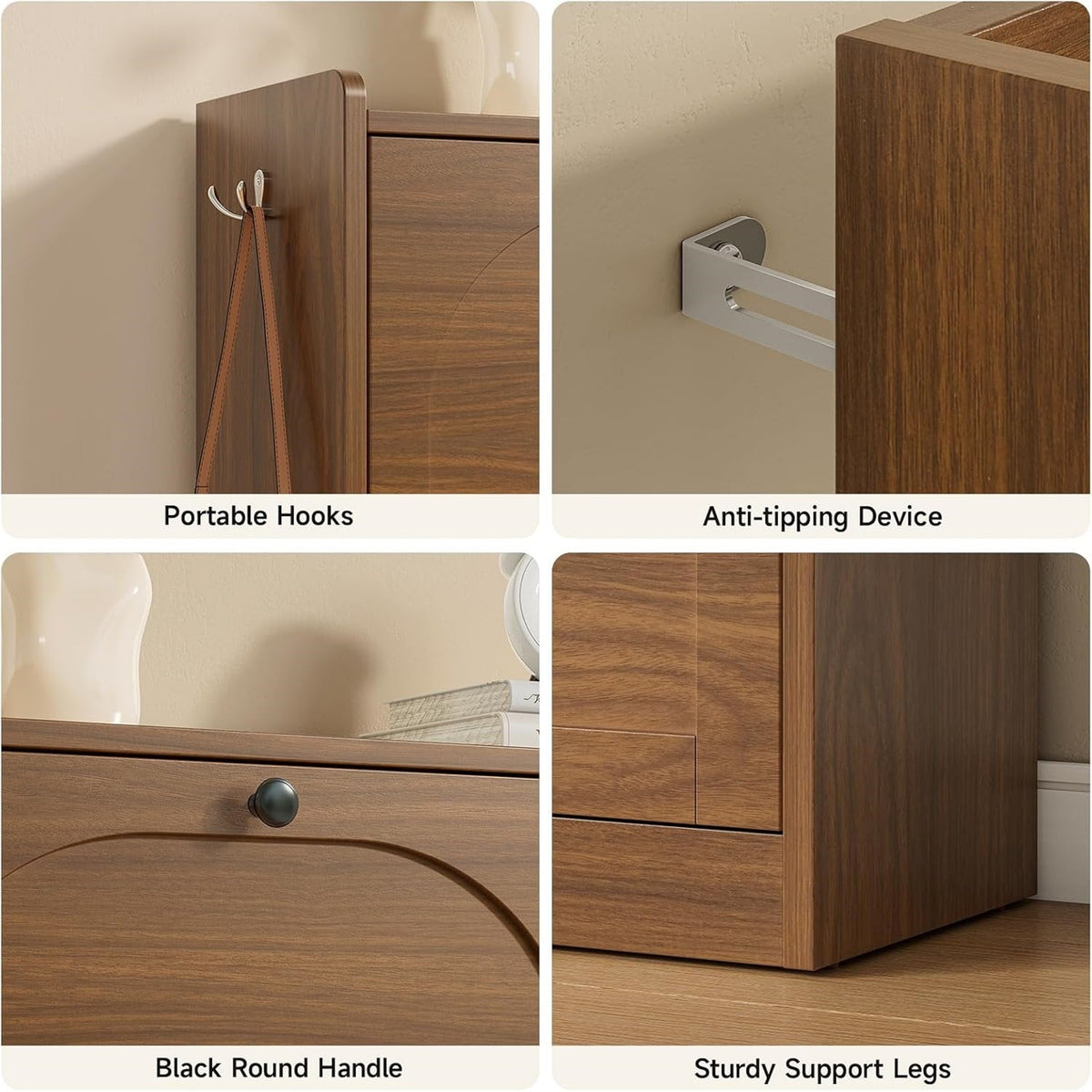 Narrow Shoe Cabinet with 4 Flip Drawers, 16-24 Pairs