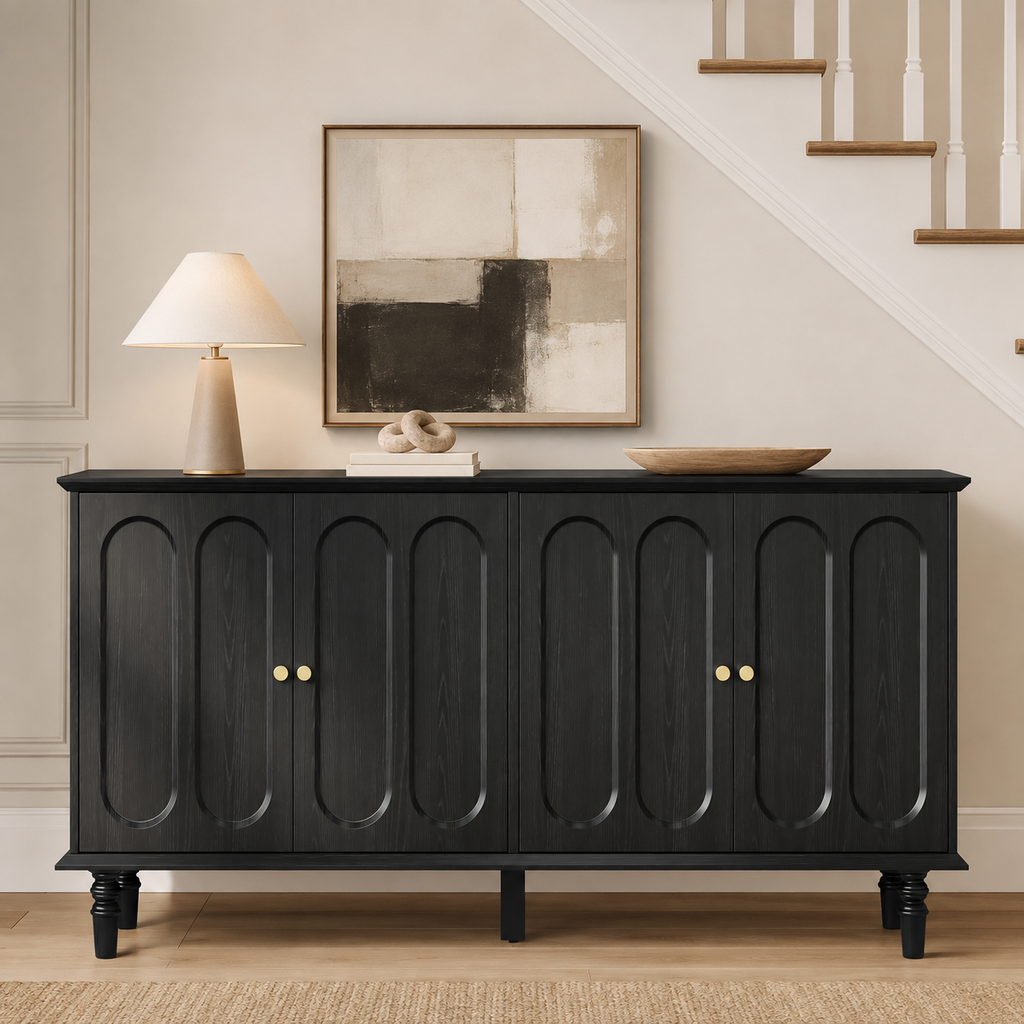 63 Inch Buffet Cabinet with Arched Doors