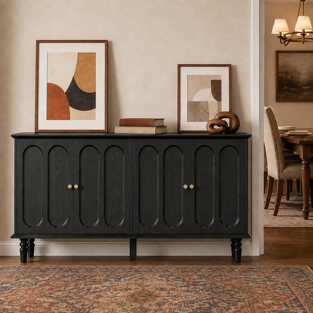 63 Inch Buffet Cabinet with Arched Doors