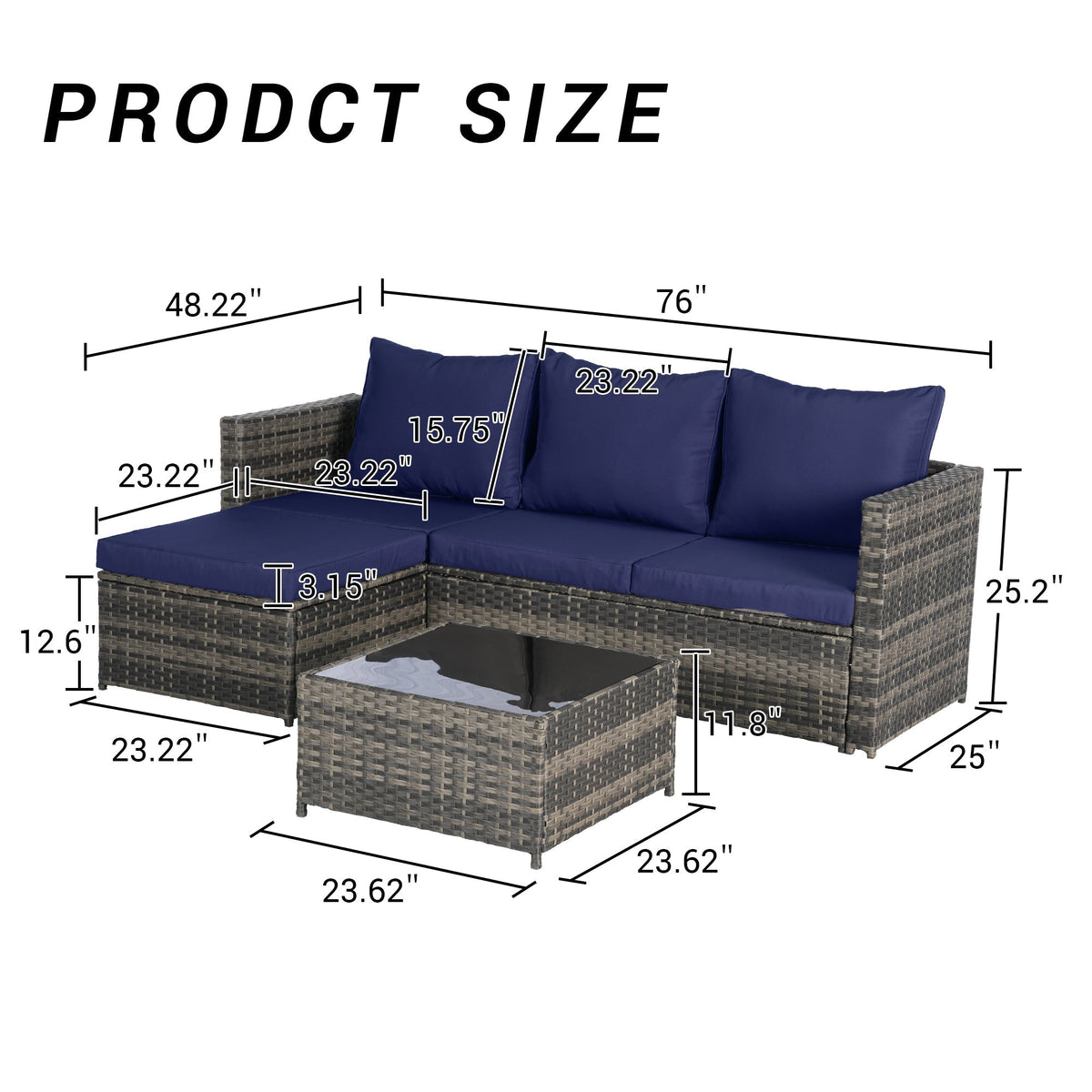 L-Shaped Woven Patio Sofa Set
