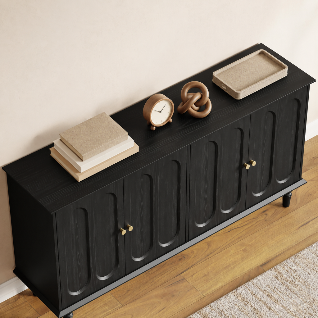 63 Inch Buffet Cabinet with Arched Doors