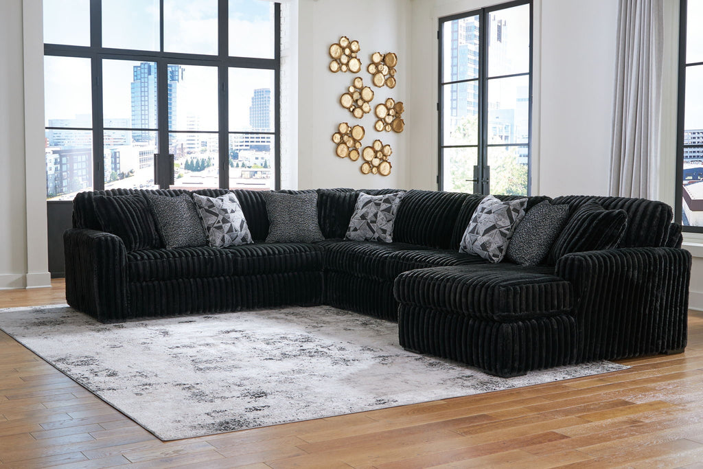 Midnight-Madness Black Sectional Set