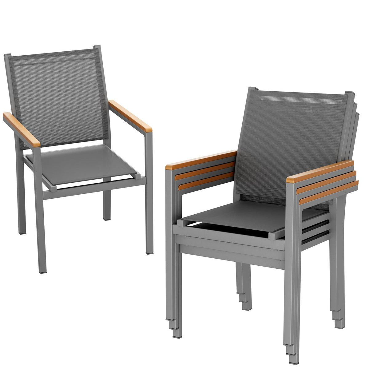 Stackable Outdoor Patio Dining Chairs, Set of 2 or 4