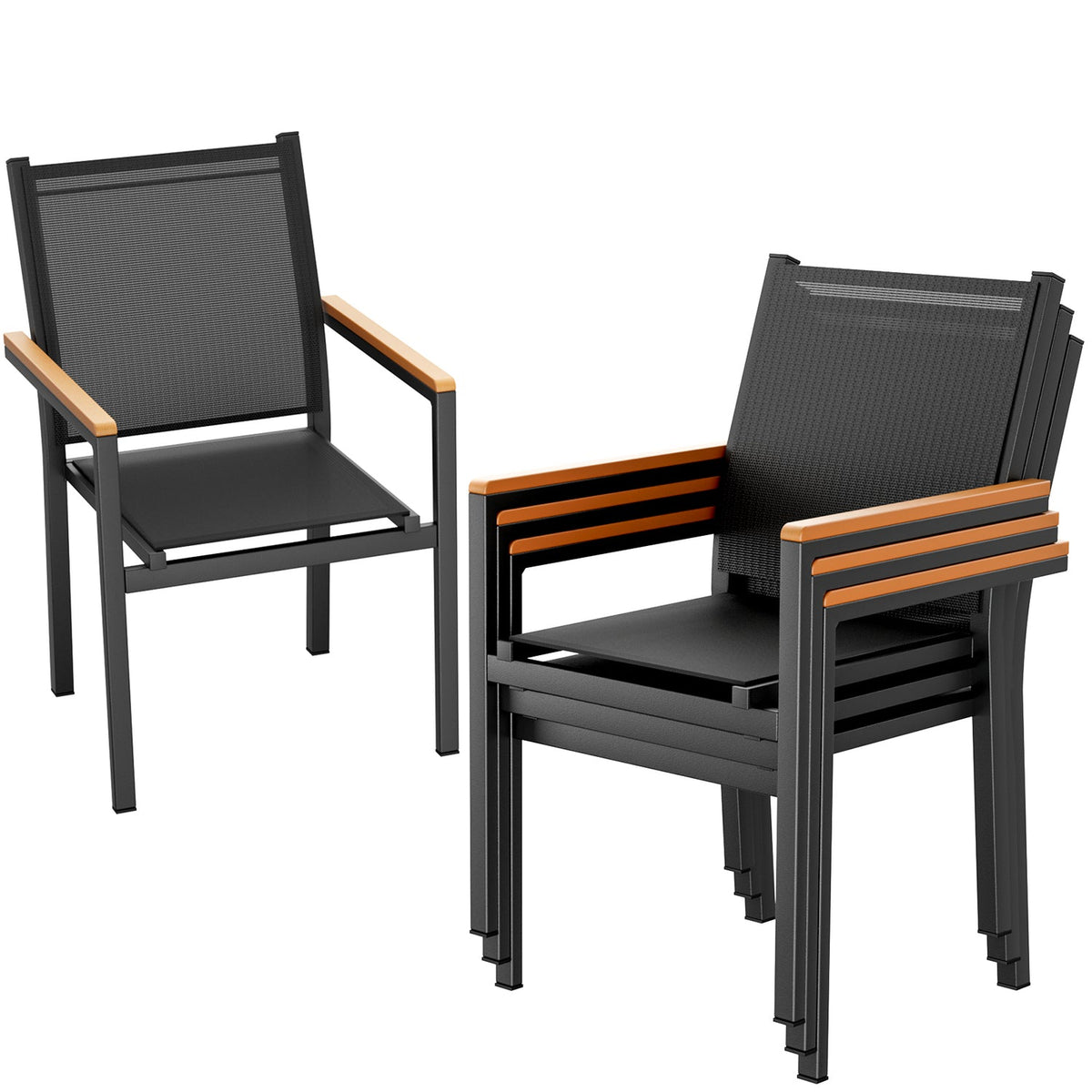 Stackable Outdoor Patio Dining Chairs, Set of 2 or 4
