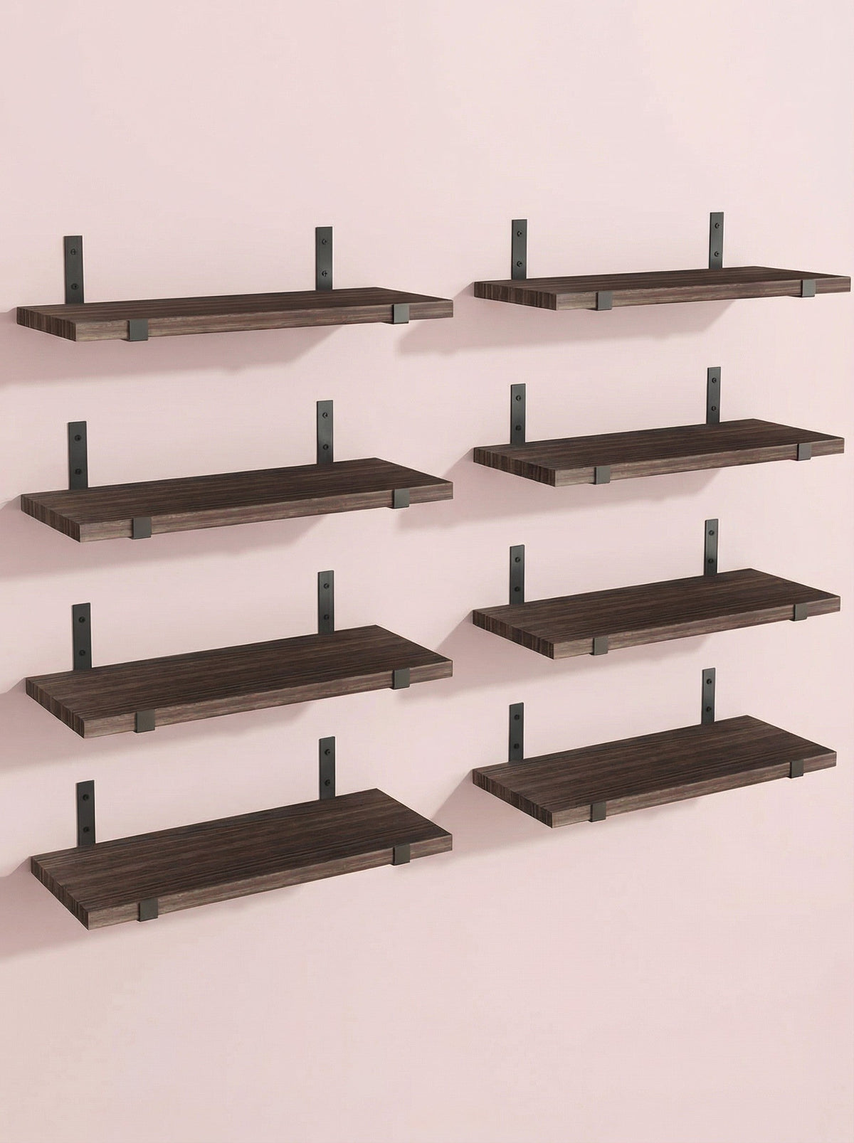 Rustic Floating Wood Wall Shelves, 5 or 8 Pack