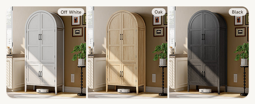 71 Inch Arched Kitchen Pantry Cabinet with Doors