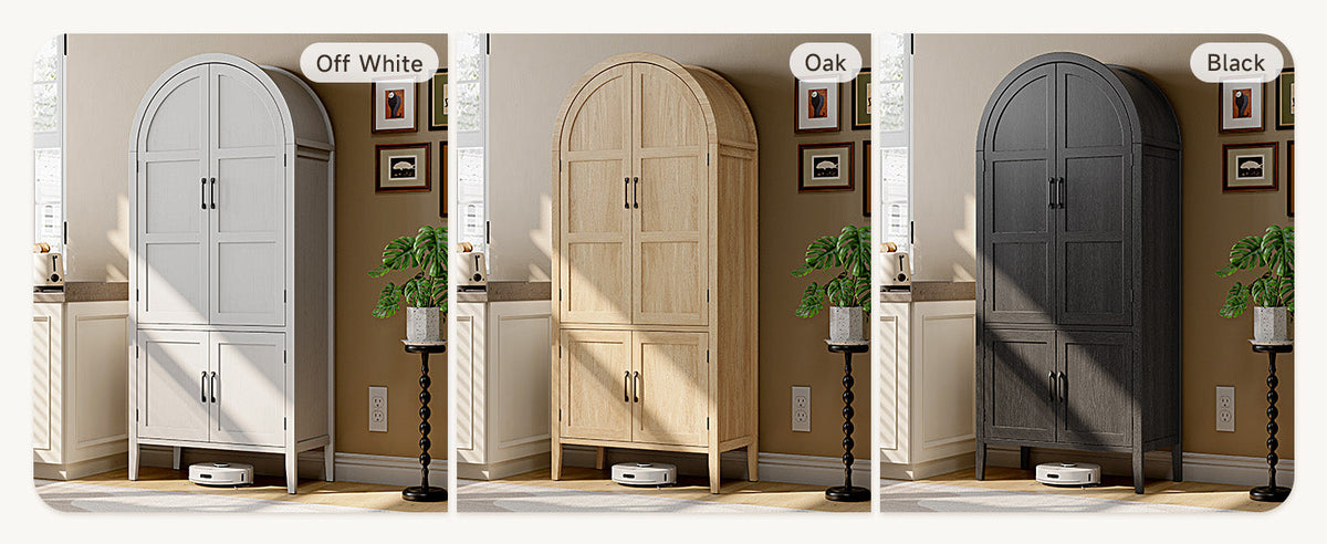 71 Inch Arched Kitchen Pantry Cabinet with Doors