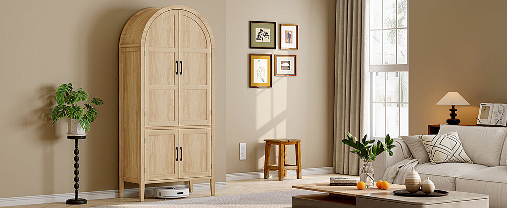 71 Inch Arched Kitchen Pantry Cabinet with Doors