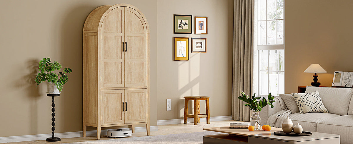 71 Inch Arched Kitchen Pantry Cabinet with Doors
