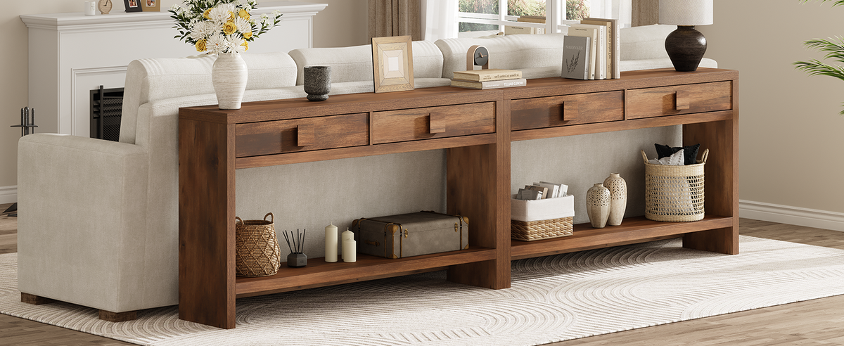 55 Inch Narrow Console Table with Drawers