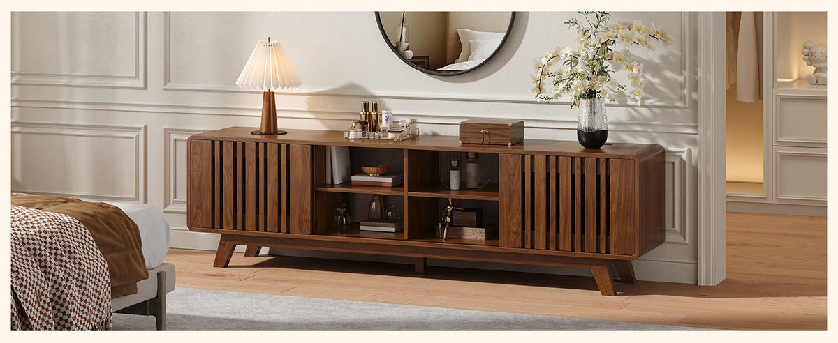 63 or 70 Inch TV Stand with Sliding Grille Doors