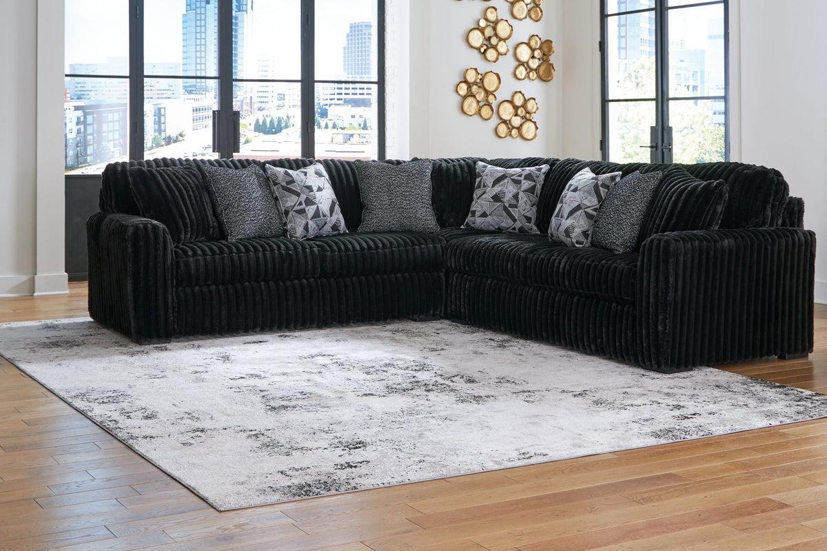 Midnight-Madness Black Sectional Set