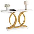 55" Marble Pattern Entryway Table with Metal Legs