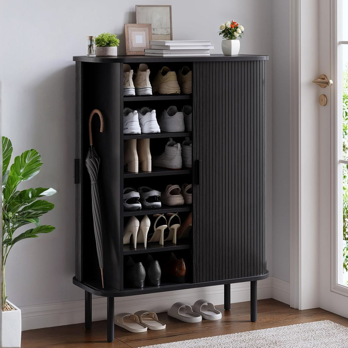 6-Tier Shoe Storage Cabinet with Sliding Door