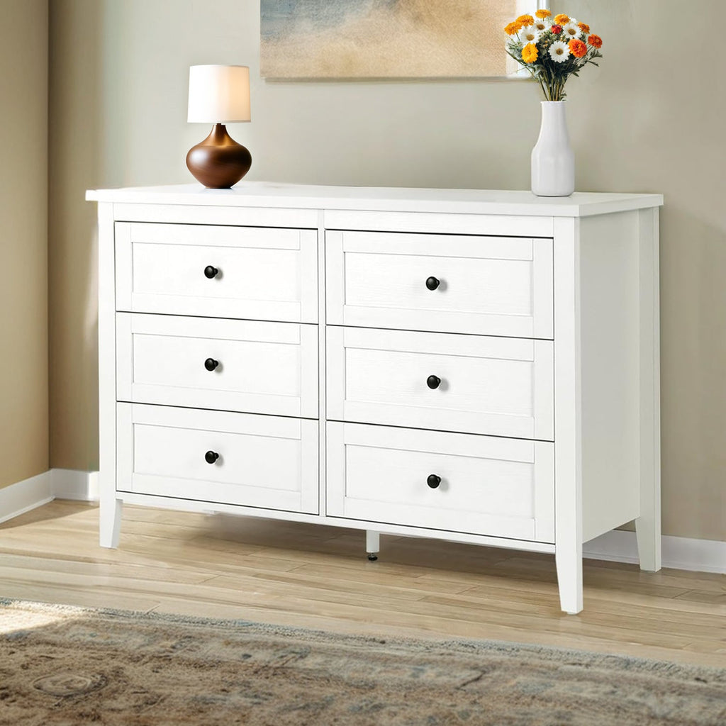 Traditional White 6 Drawer Dresser