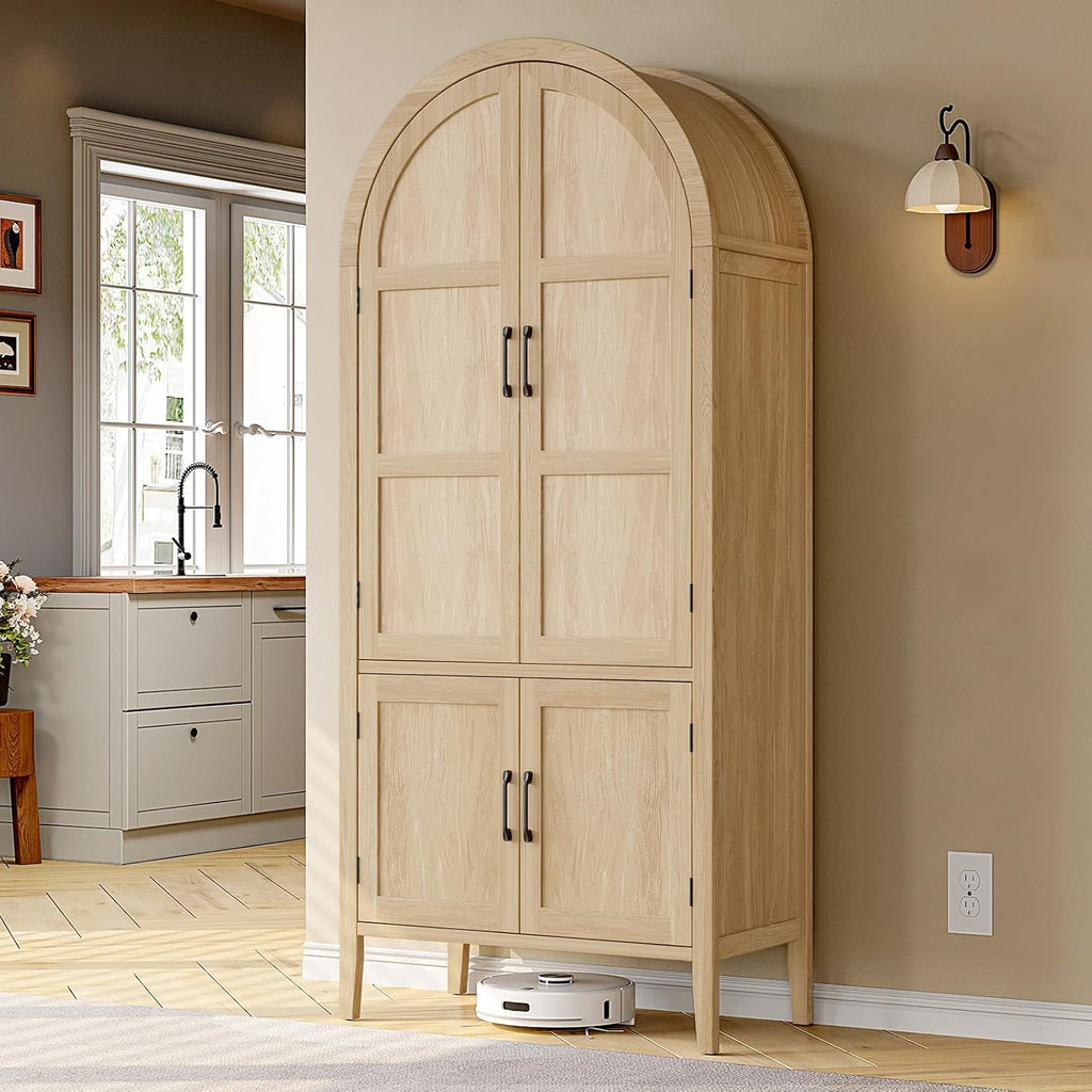 71 Inch Arched Kitchen Pantry Cabinet with Doors