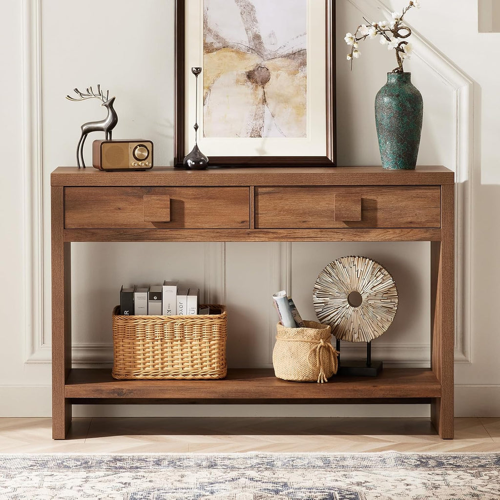 47 Inch Narrow Console Table with Drawers