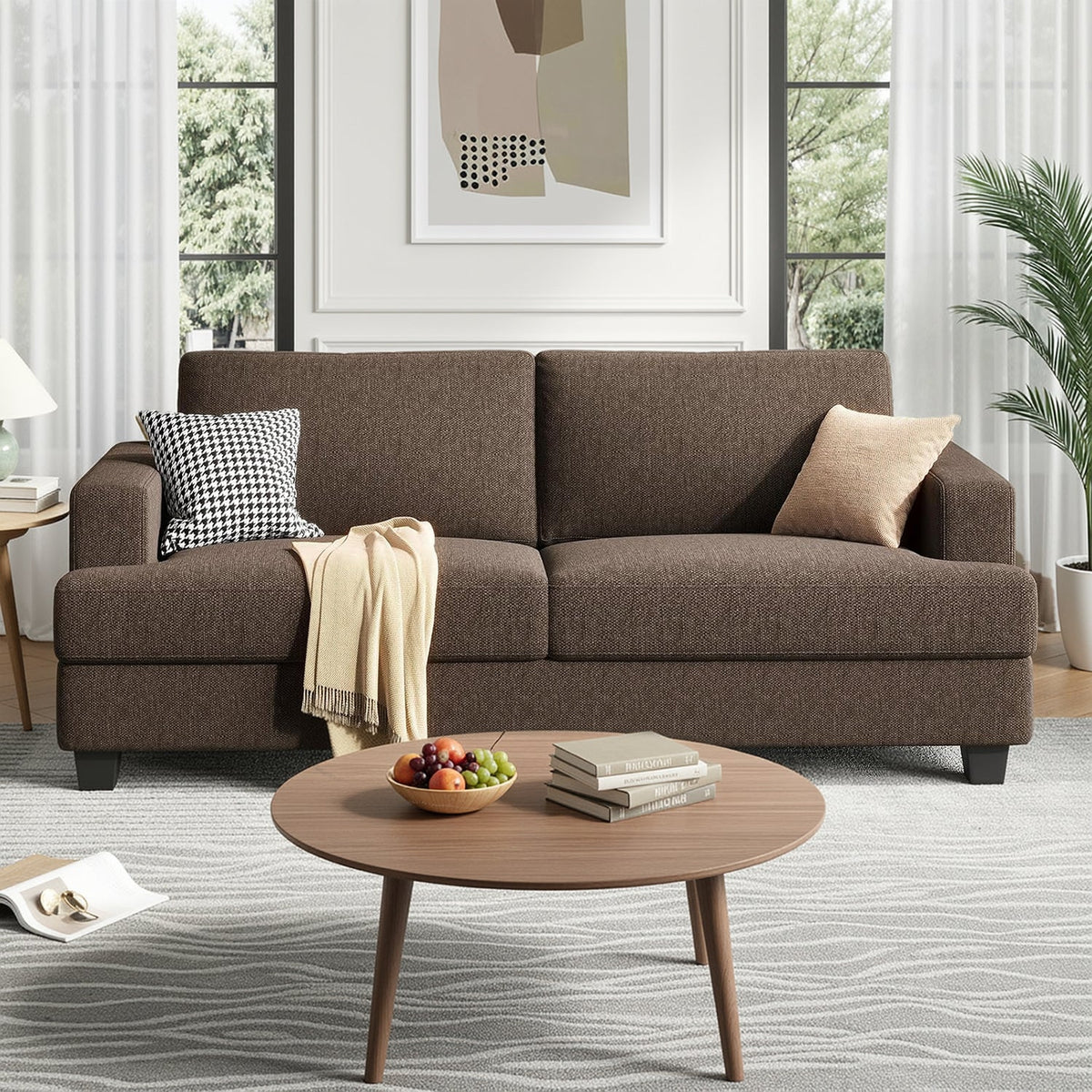 84 in Oversized Linen Loveseat with Deep Seats