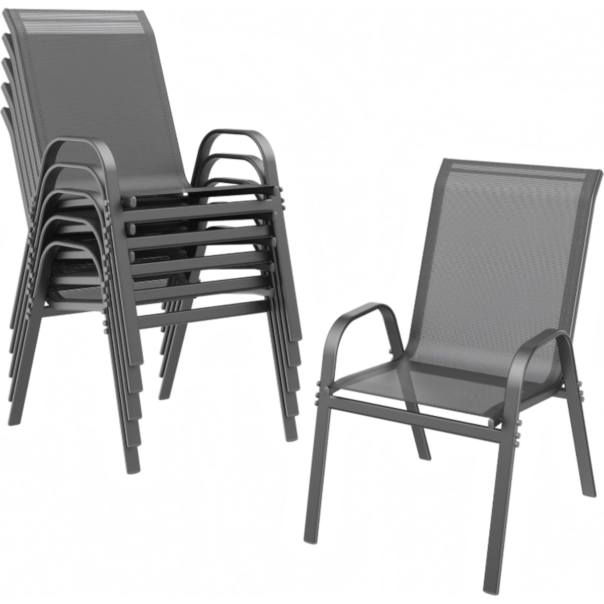 Stackable Metal Outdoor Dining Chairs, Set of 2, 4 or 6