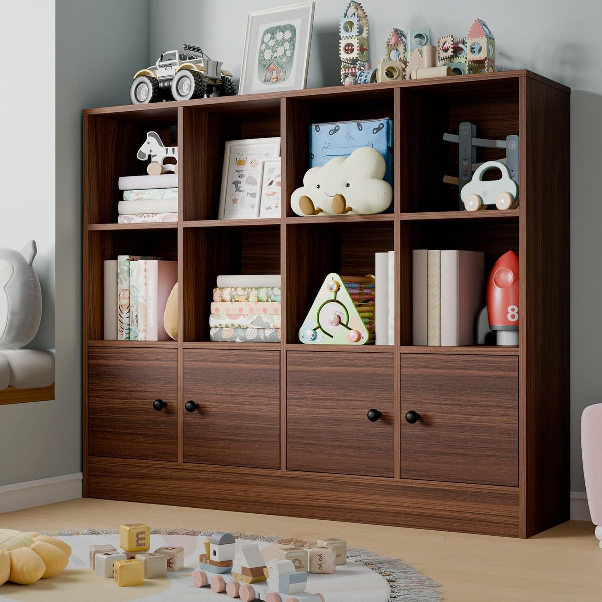 2-Tier Open Bookshelf with 12 Compartments