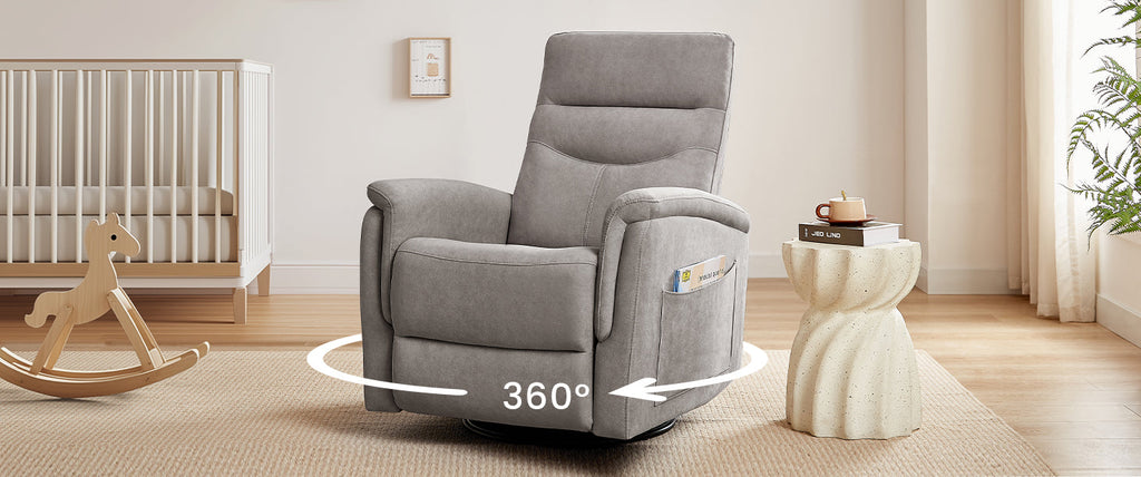 Swivel Rocker Recliner with High Back in Velvet