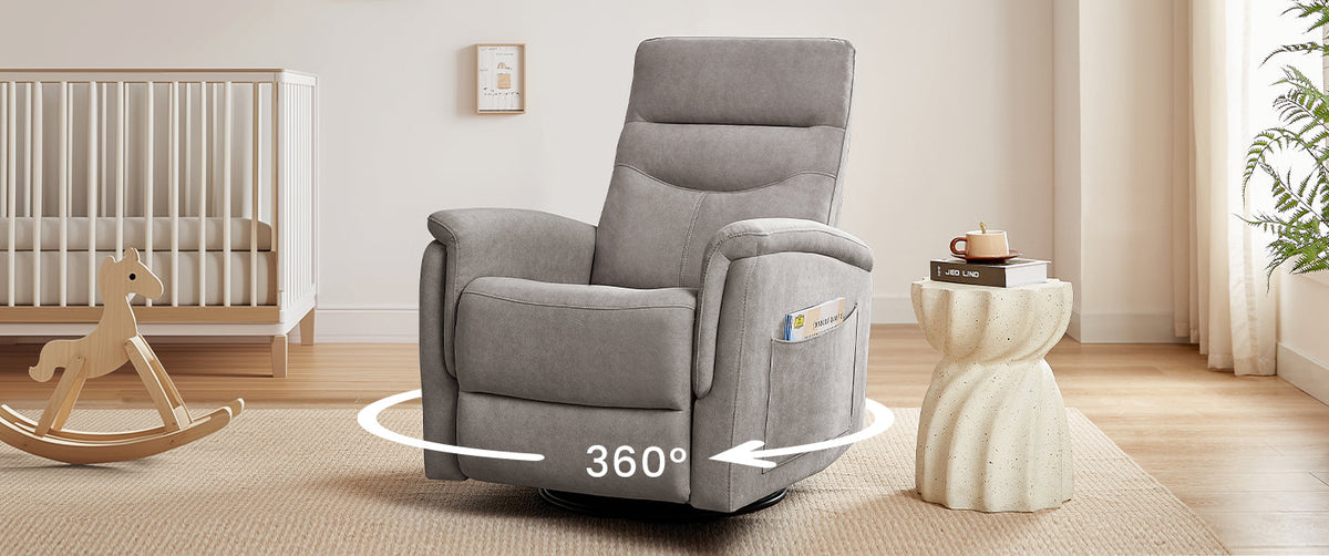 Swivel Rocker Recliner with High Back in Velvet