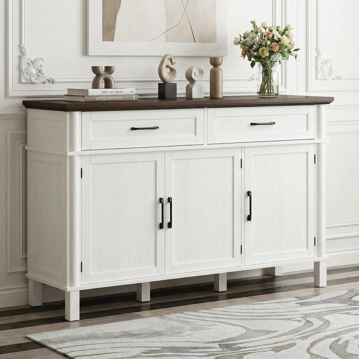 Wood Buffet Sideboard with 2 Drawers and 3 Doors