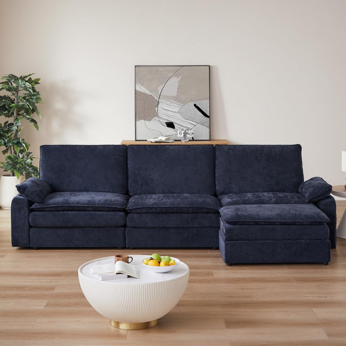 119 Inch Modular L-Shaped Chenille Sectional Sofa