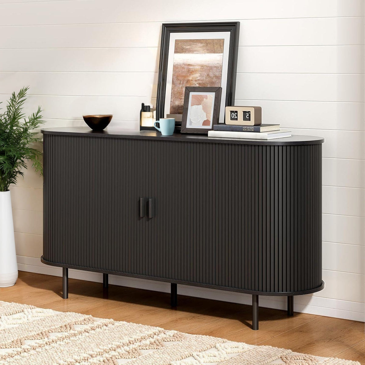 55 Inch Sideboard Buffet with Tambour Door