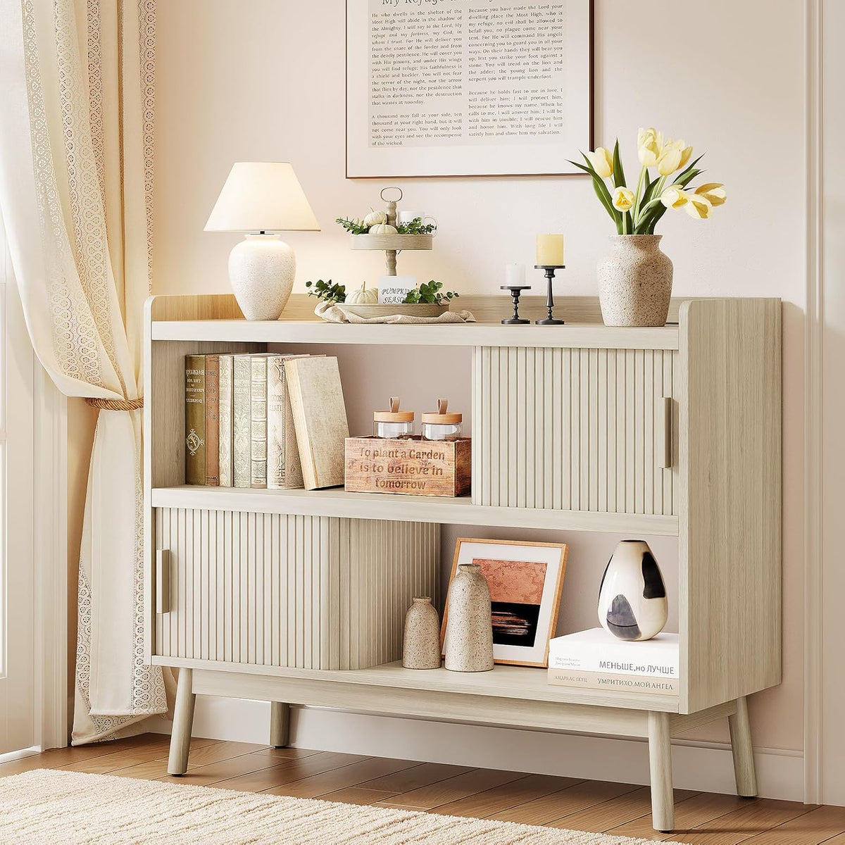 43-Inch Sideboard Buffet with Built-In Power Station