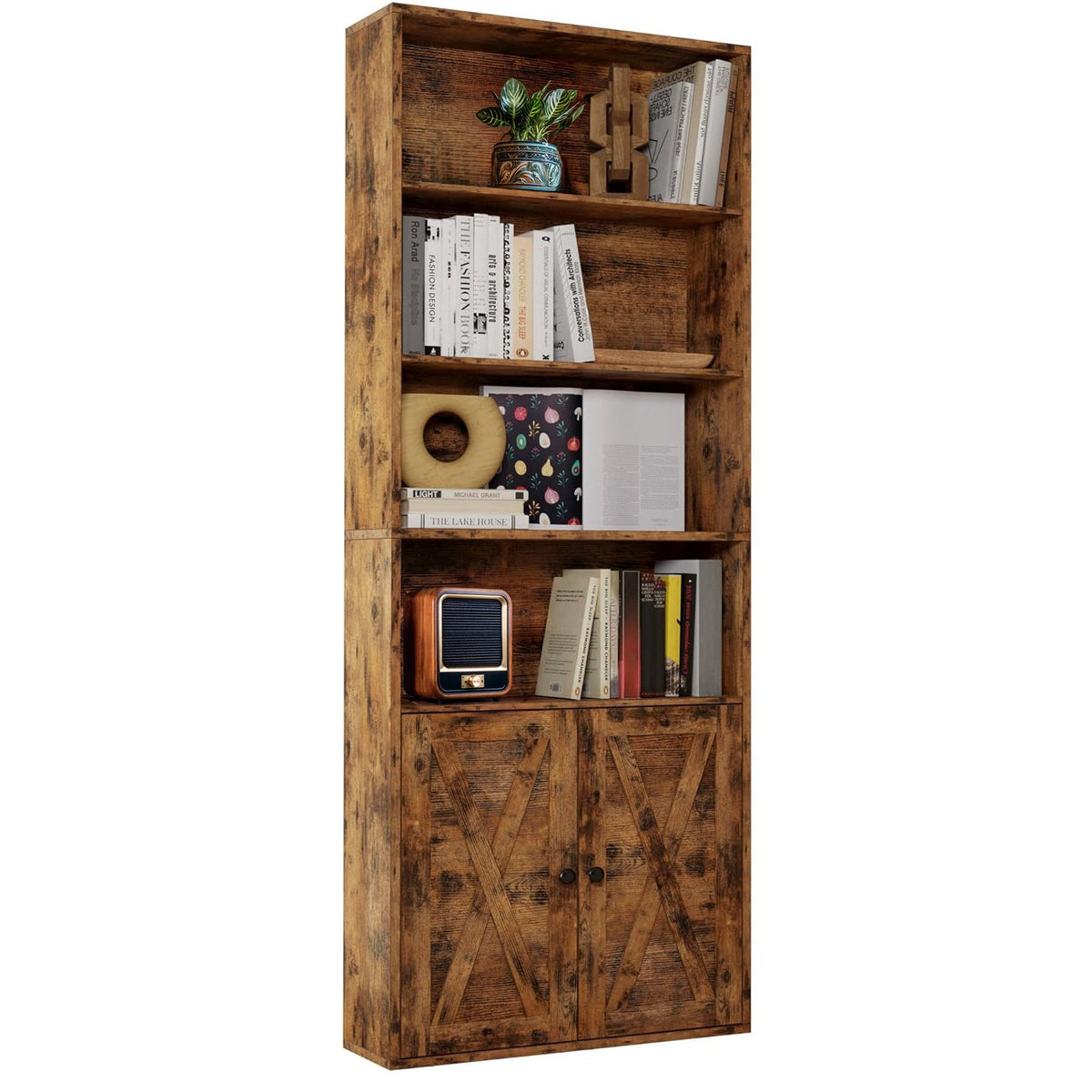 70 Inch Industrial 6-Shelf Bookshelf