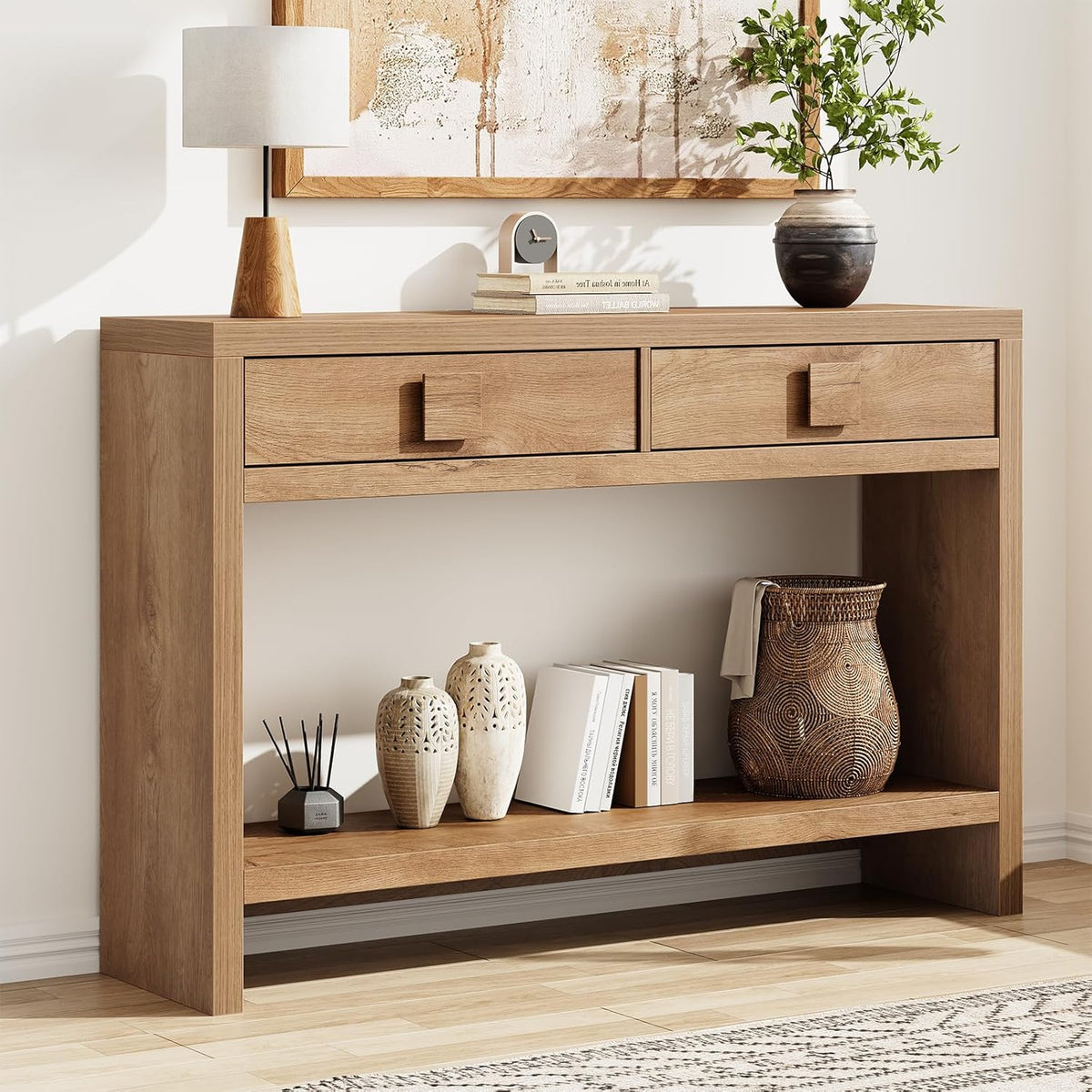 47 Inch Narrow Console Table with Drawers