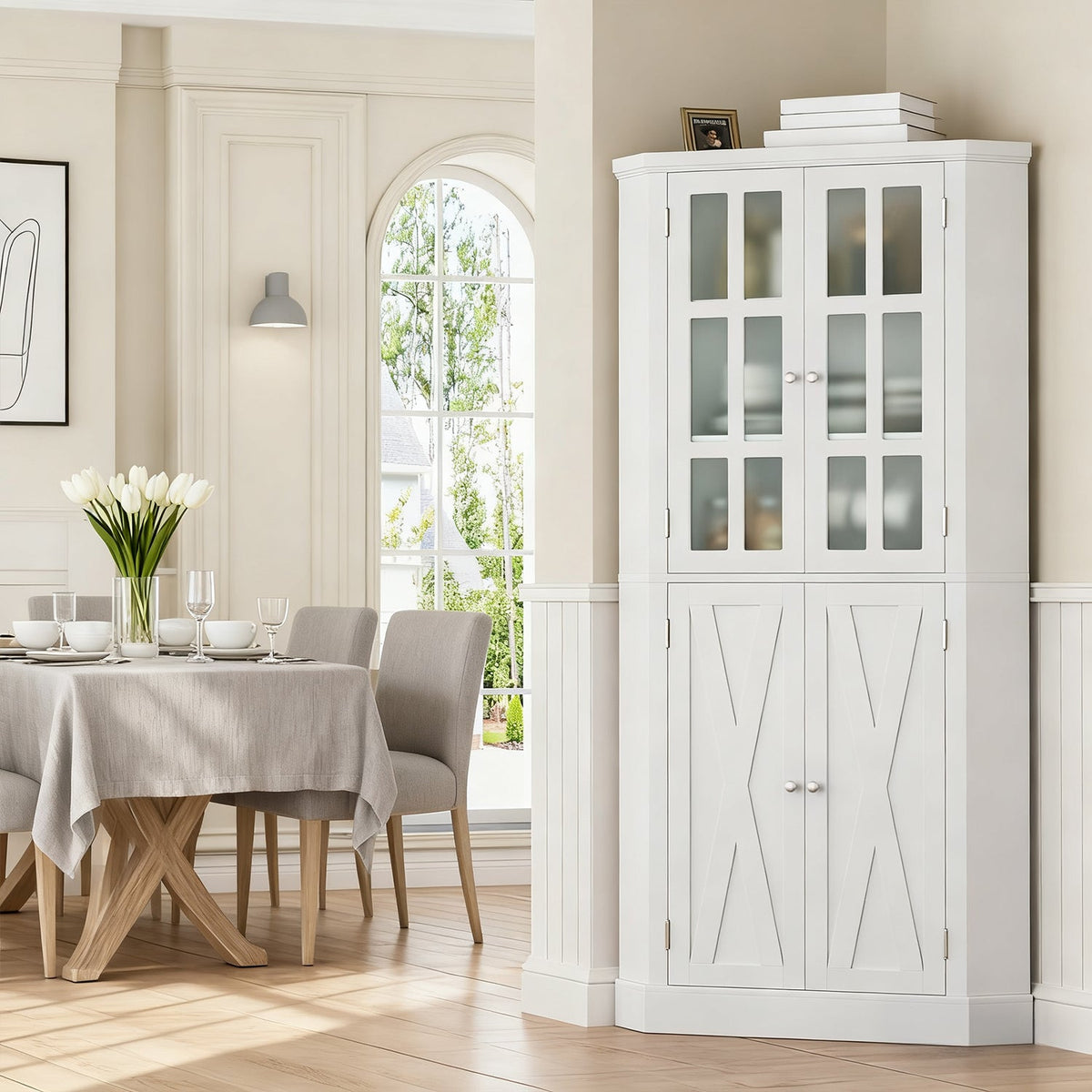 67 in Farmhouse Corner Kitchen Cabinet