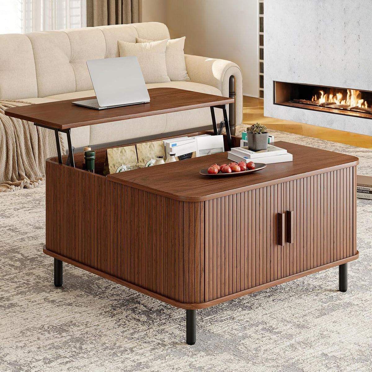 31.5 Inch Square Lift-Top Coffee Table with Storage