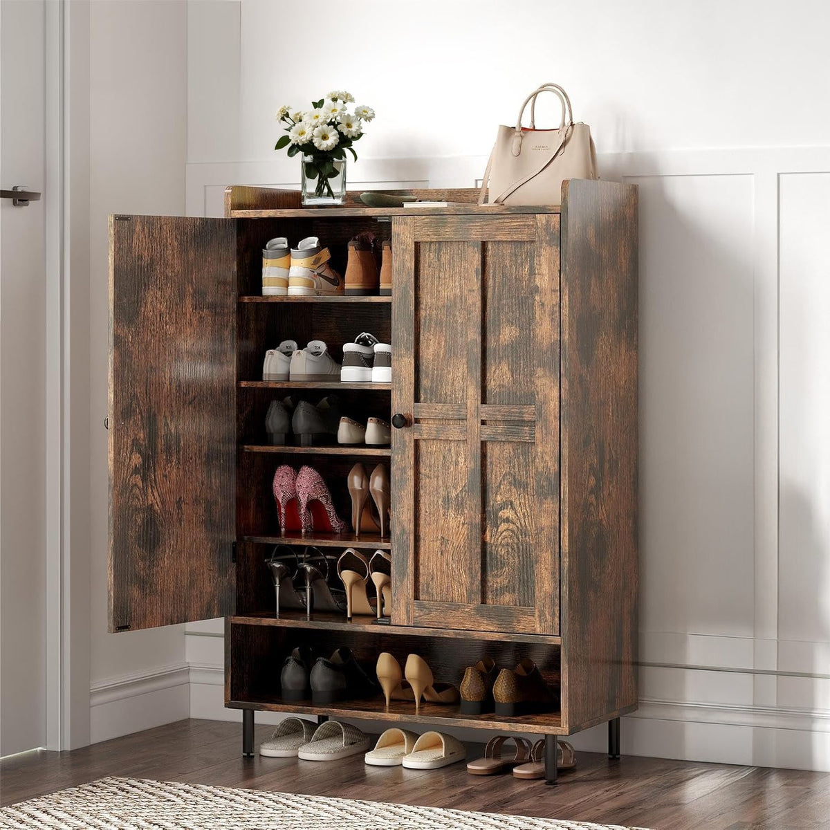 6-Tier Entryway Shoe Cabinet with 3 Adjustable Shelves