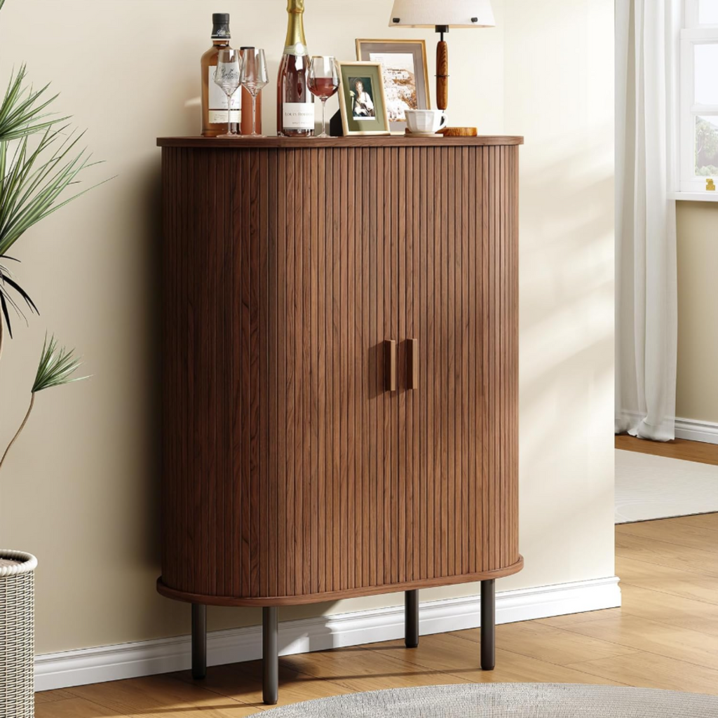 44" Modern High Sideboard Cabinet with Sliding Door