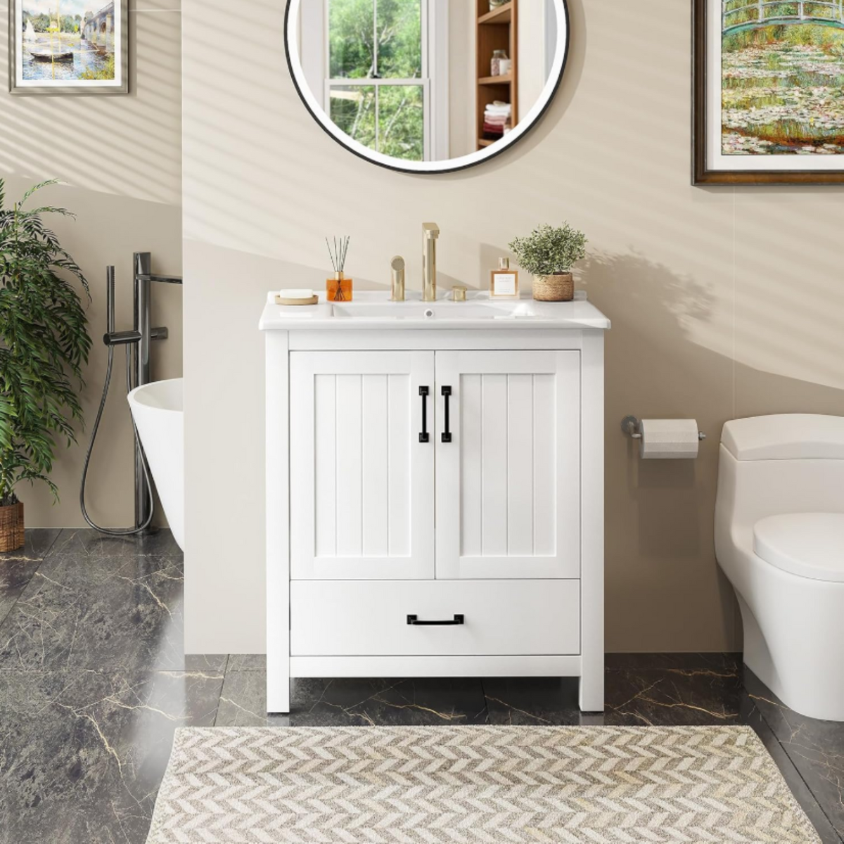30 Inch Farmhouse Bathroom Vanity with Barn Door