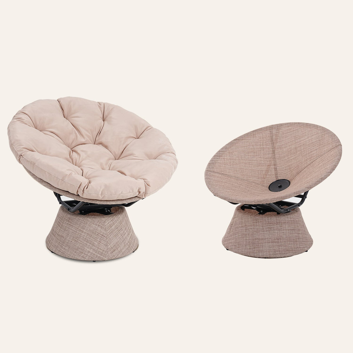 Oversized Papasan Chair with Cushion, 360° Swivel
